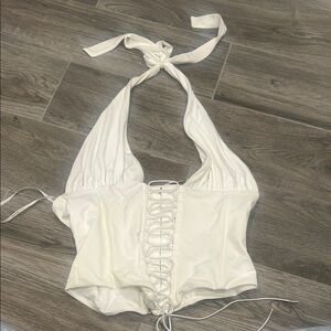 White Fox Halter Corset Top